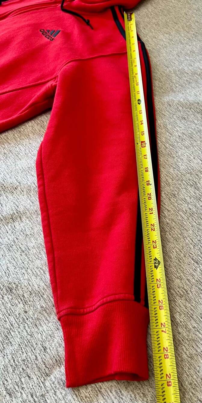 adidas Essentials 3-Stripes Fleece Hoodie - Red - Picture 2 of 9